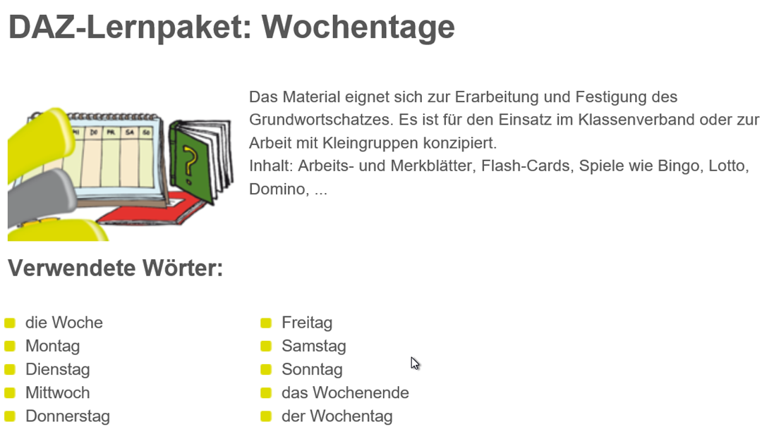 DAZ-Lernpaket Wochentage - (Copy)